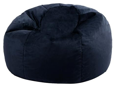 icon Kingston Velvet Bean Bag, Midnight Blue, Large Adult Bean Bag Chair with Filling Included, Accent Chair, Living Room, Living Room Furniture, Bedroom Furniture