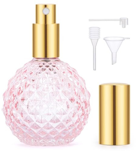 Segbeauty Vaporisateur Parfum, 100ml Flacon Parfum Vide, Vaporisateur Verre, Flacon Spray Portable pour Vacances, Date, la Fête, Travail (Rose)
