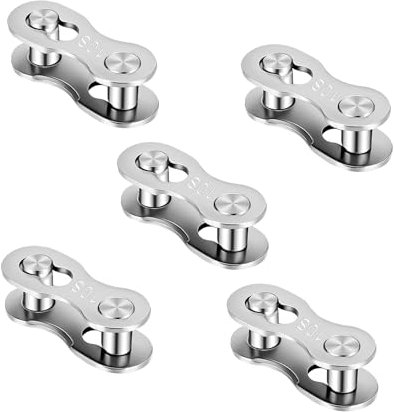 maxtachi Attache Rapide Chaine Velo,5 Paires Acier au Carbone de Haute Qualité Maillon Rapide Chaine Velo,Conception à Dégagement Rapide,Pour Vélos à Chaîne 10 Vitesses-Argenté