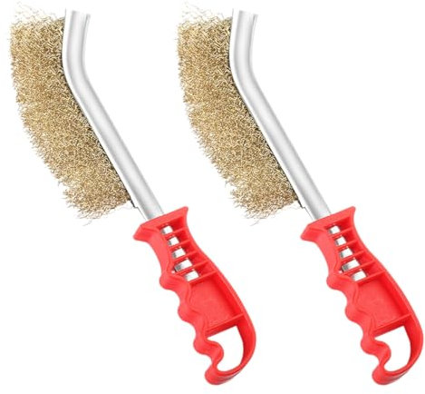 SIRLOMU 2 Stück Grillbürste Messing Drahtbürste mit Edelstahl und Nylon Borsten, für Reinigung von Schweißschlacken, Rost und Grillrückstände (Klein)