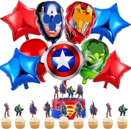 Birthday Party Decorations Party Supplies - hero Foil Balloons Cake Toppers for Theme Party Favor