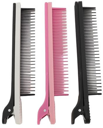3 pettini a clip per cotonare, ideali per parrucchieri, per separare i capelli, per piastra, per colorare, per creare mèches, per rifinire e tagliare.