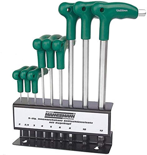 Brüder Mannesmann T-Schlüssel-Satz, Sechskant/Kugelkopf, im Ständer, 10-teilig | M18150