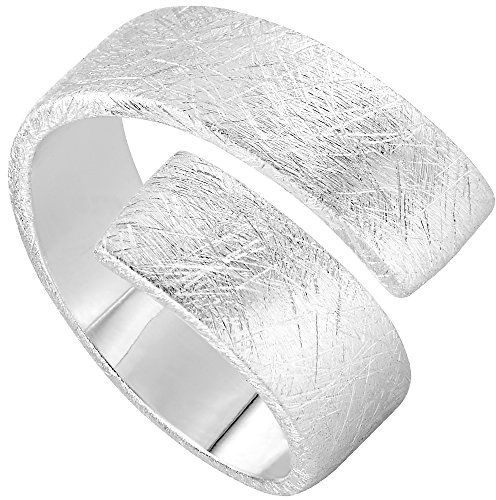 Vinani Damen Ring 925 Silber - Bandring-Design massiv gebürstet anpassbar - aus 925 Sterling Silber für Frauen - Größe 60 (19.1) 2RSS-60