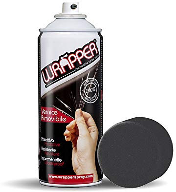 4R Quattroerre.it 16450 Wrapper Spray Schwarz Metallic | entfernbarer Lack für Karosserie | UV-Schutzfilm und Kratzschutz Spray | flüssige Wrapping Made in Italy