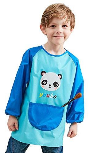 Lazzon Kinder Malschürze Langarm Wasserdicht Lätzchen Essen Bemalen Kunst Handwerk Spielen Smock für Mädchen Jungen 2-8 Jahre