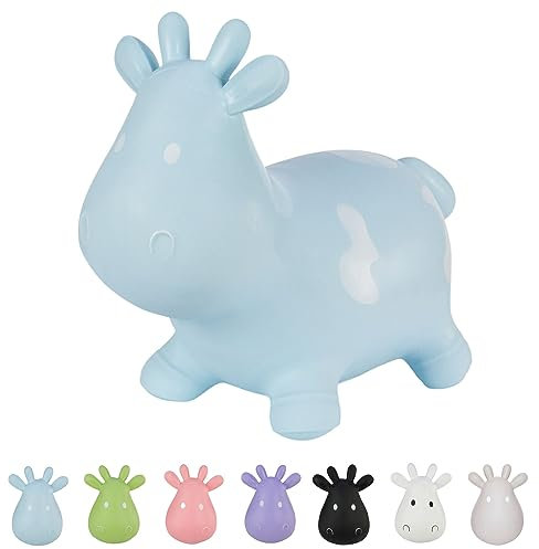 Hoppimals Tootiny Hüpftier, Hüpftier ab 1 Jahre & Hüpftier ab 2 Jahre, Hüpfende Kuh, Für Gymnastik & Geschicklichkeit für Kinder, Verpackt im Geschenkkarton, inklusive Pumpe - Baby-Hüpfer BLAU
