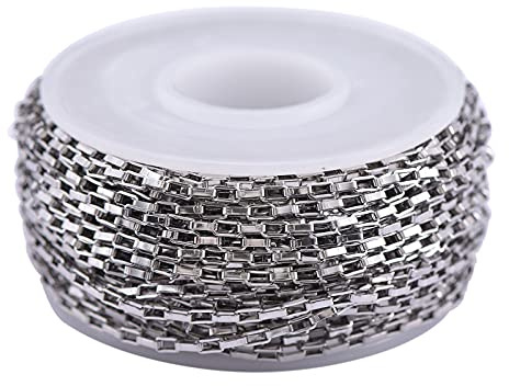 Airssory 33FT (10 metri) Catene venetain in acciaio inossidabile 304 non saldate Catene a scatola non saldate con rocchetto rettangolo per uomo collana bracciale orecchini fare - 4x2mm