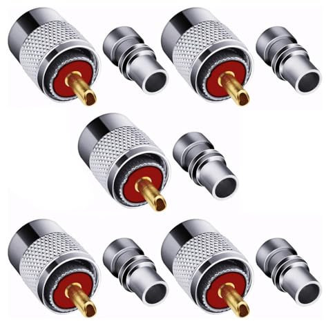 Gebildet 5 pack UHF/PL-259 Connettore Coassiale Maschio con Riduttore per Cavo Coassiale RG8X