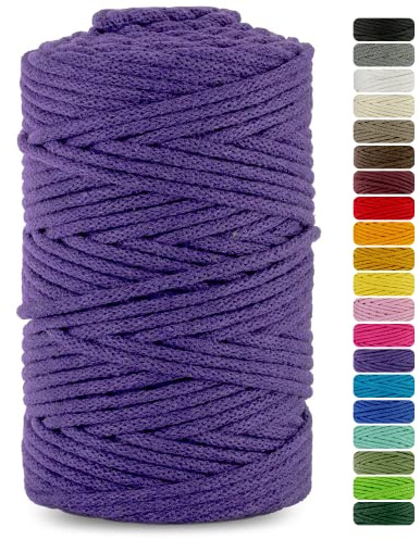 Netuno 1x corda cotone per macramè viola 3 mm 100 m cordino macramè per decorazione lavoretti fai da te filo cotone gomitolo cordoncino colorato ferri uncinetto