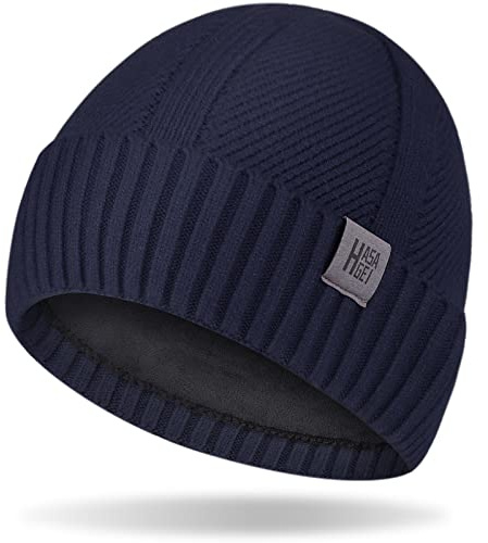 HASAGEI Bonnet en Tricot Thermique pour Homme et Femme avec Doublure Chaude en Polaire - Bonnet d'hiver Moderne Doux et élastique - pour Le Sport de Plein air Shopping Course à Pied et Le Ski