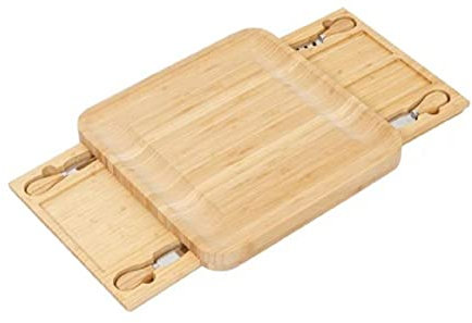 Juego de platos de queso, tabla de queso con cuchillos, juego de cuchillos de fruta, plato de charcutería de madera para servir tabla de carne para fiestas de picnic (estilo D)