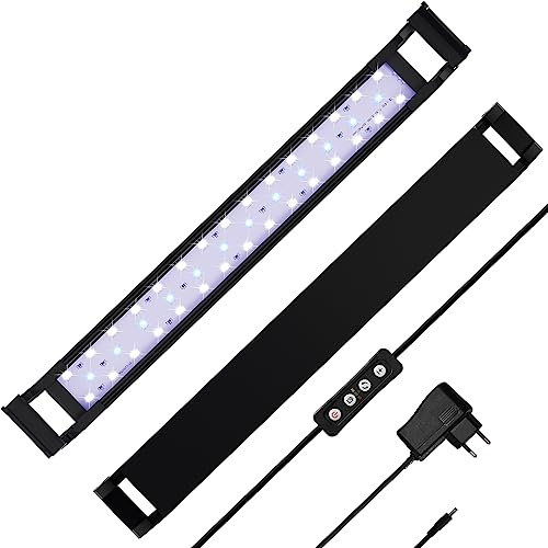 SWANEW LED akvariebelysning, akvariebelysningslampa vit blått ljus 16 W universell akvarielampa med justerbar konsol för sötvattensakvarier
