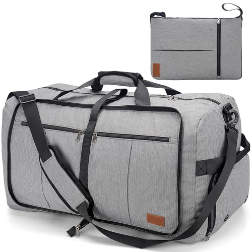 Upeelife 125L Foldable Travel Duffle Bag, Large Waterproof Holdall Bags | Luggage Bag with Shoe Compartment, Lightweight Weekend Overnight Sports Gym Bag for Men Women, Grey