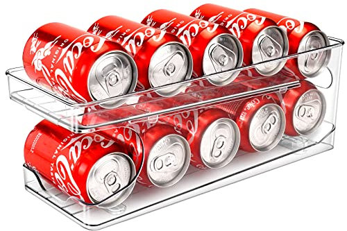 BingoHive Rodante Organizador De Latas Para Nevera Dispensador Latas Frigorífico Refrigerador Cocina Despensa Almacenamiento 10 latas de tamaño estándar de 330ML Cerveza Soda Refrescos Bebidas