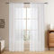 Softalker Gardinen mit Stangendurchzu Vorhänge Weiß Transparent in Leinen-Optik Voile Vorhang Durchsichtig Gardine schal 240 cm Hoch für Schlafzimmer Fenster Vorhang 140 cm Breit, 2er Set