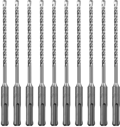SALI 10PCS SDS Plus Rotary Hammer Drill Bit Kit - Double Thread Tungsten Carbide Tip for Concrete, Brick, Cement Walls, Stone - 5.5mm x 160mm Hammer Drill Bits