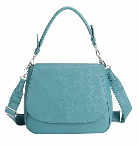 OBC Damen Tasche Shopper Hobo Bag Schultertasche Cross Over Body Bag Umhängetasche Beuteltasche Handtasche Henkeltasche Leder Optik Leder Optik Türkis