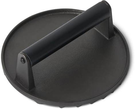 Amazon Basics - Prensa para Hamburguesas Redonda, Color Negro - Pack de 1, 17.2 x 17.2 x 6.9 cm