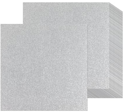 12 fogli di cartoncino glitterato argentato, 30 x 30 cm, carta spessa glitterata da 250 g/m², per album di ritagli, progetti artistici fai da te, biglietti di auguri, matrimoni, compleanni, feste