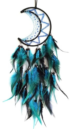 MUU Großer Mond-Traumfänger, Handgefertigtes Design, Wandbehang Dekoration für Zuhause, Indischer Traumfänger Festival-Geschenk für Kinder Teenager Erwachsene