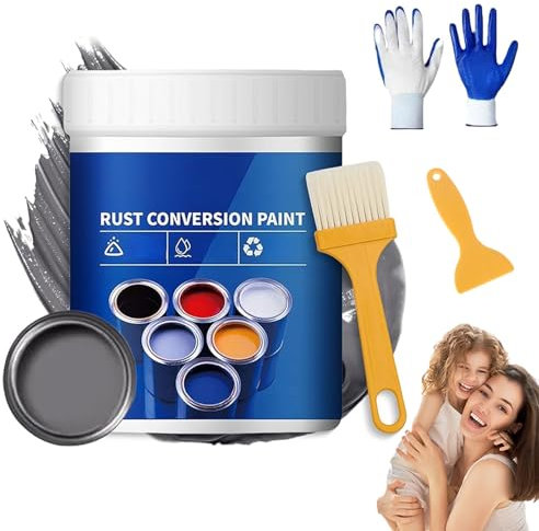 WTKYLMP Pintura para metal que convierte el óxido, Resistente a la intemperie, 4 en 1 a base de agua, Prevención y protección duraderas. (Grey,0.30 Liters)