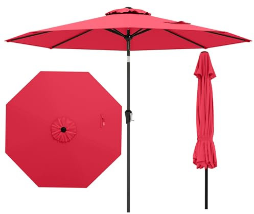 COSTWAY Ombrellone da Giardino 270 cm Inclinazione Regolabile, Manovella, 8 Stecche, Tettuccio Ventilato