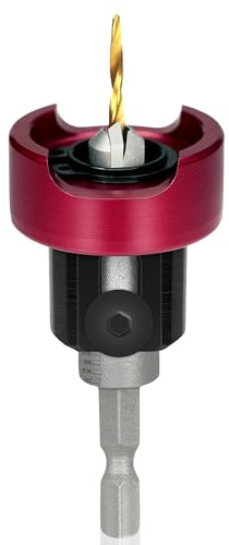 KEENTECH Carbide Tipped 82° Countersink Tapered Drill Bit with Depth Stop, 3/8 Dia x 1/8 Drill Diameter x 1/4 Shank, Adjustable Depth Stop with Ball Bearing