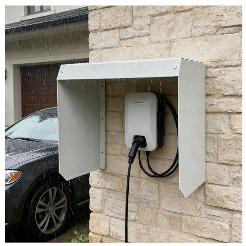 Genérico Cubierta Impermeable Exterior para Cargador de Coche Eléctrico, Techo Protector para Estación de Recarga de Vehículo Eléctrico, Carcasa de Acero Galvanizado Resistente para Wallbox