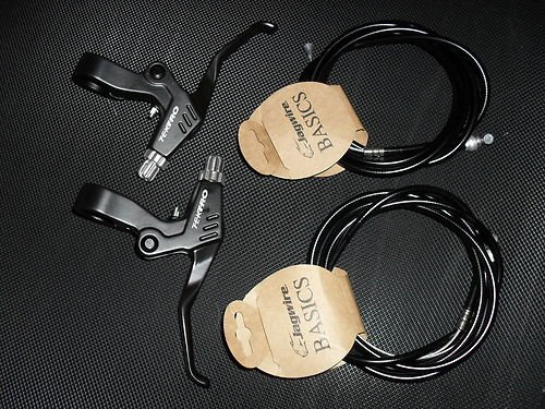 Tektro RM4 Alloy Brake Levers + Cables (PAIR) Free UK Postage (Black Brake levers)
