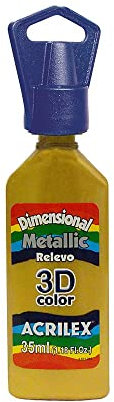Acrilex Dimensional RELIEV Paint METALLIC-35ML, Metal, Dorado, 35 ml (Paquete de 1), 35
