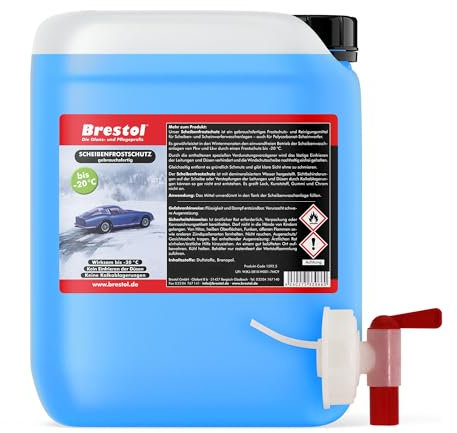 Brestol Scheibenfrostschutz 25 Liter gebrauchsfertig -20 °C inkl. Auslaufhahn 61 mm - Waschanlagenzusatz Antifrost Anti-Frost Klarsicht Enteiser Scheibenenteiser Klare Sicht