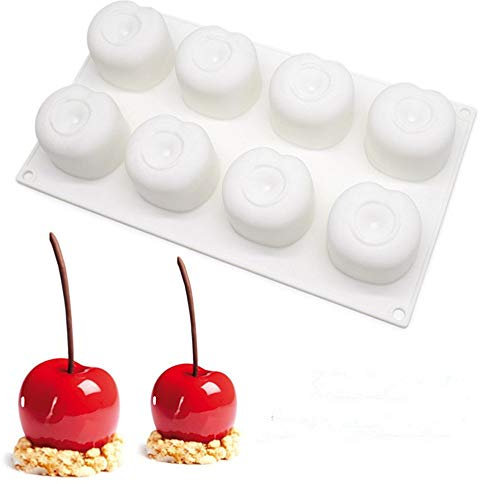 Moule à mousse en silicone 8 cavités en forme de cerise pour décoration de gâteaux