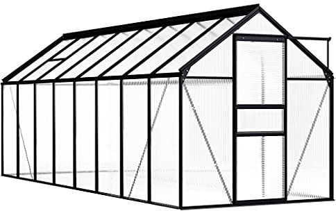 vidaXL Gewächshaus UV-beständig Garten Treibhaus Tomatenhaus Frühbeet Pflanzenhaus Anthrazit Aluminium Polycarbonat 9,31m² 490x190x125/195cm