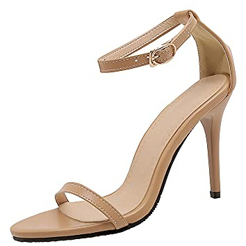 Chaussures tendance à bout ouvert pour femme avec talon haut de 9 cm - Escarpins de soirée faciles à marcher pour femme - Grande taille Z256S, Abricot, 41 EU