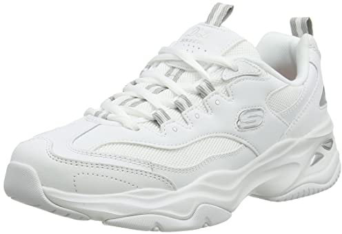 Skechers Damen D'lites 4.0 Fresh Diva Sneaker, White Leather Mesh Gray Trim, 40 EU