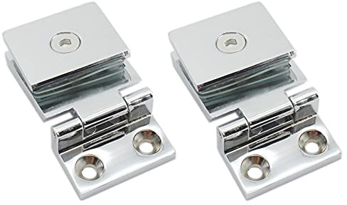 TTZEZE - Paquete de 2 bisagras de puerta de vidrio, bisagras de puerta de ducha de 90 grados, bisagras de puerta de vidrio resistente, vitrina, abrazadera de puerta de cristal, piezas de repuesto
