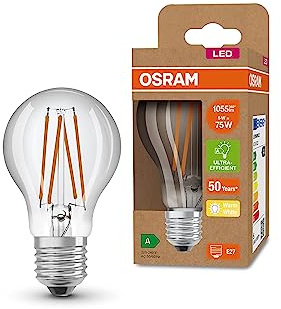 Osram LED Stromsparlampe, Filament Birne mit E27 Sockel, Warmweiß (3000K), 5 Watt, ersetzt herkömmliche 75W-Leuchtmittel, besonders hohe Energieeffizienz und stromsparend, 6er-Pack