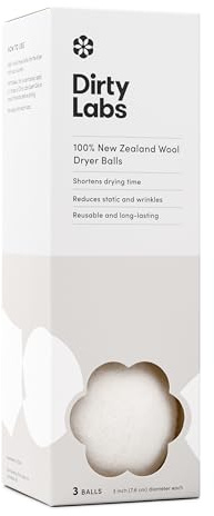 Dirty Labs | 100% New Zealand Wool Dryer Balls | 3 Balls | Shorten Drying Time | Reduce Static & Wrinkles | Dryer Sheet & Fabric Softener Alternative