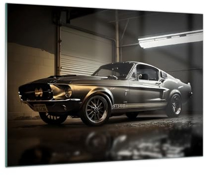 Moderne Impression sur Verre 100x70cm Image Tableau en Verre Decoration Murale Voiture De Sport Rétro Classique Grand Tableaux Decoratifs Muraux Chambre Horizontal Deco Cadre Salon Art GAA100x70-5779