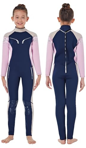 Goldfin Kids Wetsuit, Boys Girls Wet Suits Youth Toddler 3mm Neoprene Back Zip Keep Warm for Cold Water Swimming Diving Snorkeling Surfing Paddleboarding Full-Body Pink Size 8