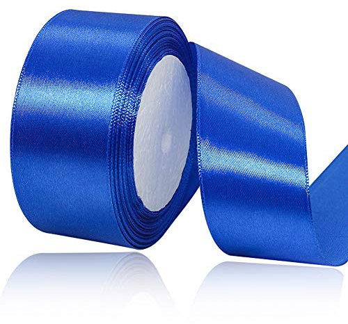 Blau Satinbands 40mm Breit, 22 Meters Königsblau Schleifenband, Geschenkband für Geschenkverpackungen, DIY Handwerk, Weihnachtsband, Haarschleifen, Hochzeits Dekoration