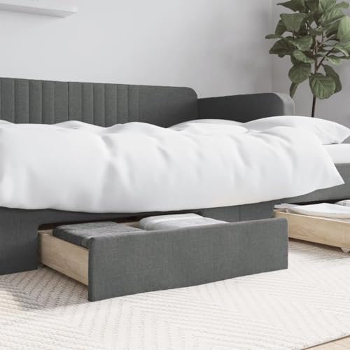 LAPOOH Cajones de Cama 2 uds Madera de ingeniería y Tela Gris Oscuro, Caja Bajo Cama, Almacenamiento Ropa, Cajas Almacenaje Zapatos, Cajas para Ropa, Cajas De Almacenamiento 833911