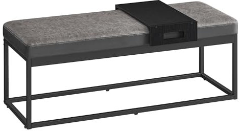 SONGMICS HOME Luiz Collection - Banc, Partie Supérieure Réversible, Banc à Chaussures, Petite Tablette Amovible, Minimaliste, Cadre en Acier, Capacité 300 kg, Gris Tourterelle LOM081G01V1