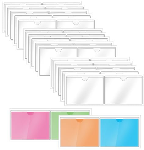 Transparenter Visitenkartenhalter 30 Stück Etikettenhalter Selbstklebend 4,7 x 3,5 Zoll Preisschildhalter mit Öffnung an der Oberseite Selbstklebende Karteikartentaschen