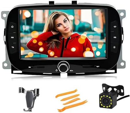 Autoradio compatibile per Fiat 500 2016-2019 con lettore wireless Android Auto,touch screen da 7 pollici 2 Din per autoradio,supporto Bluetooth/Fm/Wifi/Gps/Mirror Link (WiFi 1+32+carplay)