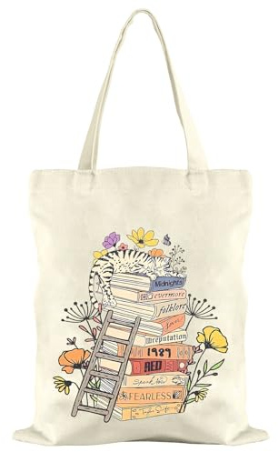 TOPJOWGA Bolsa de Tela, Tela Bolsos Mujer, Saco de Algodón para Pintar, Bolsa Tela Tote Bag, Bolso de Mano Para Mujer, Bolsas Lavable Reutilizable, Bolsa para Trabajo, Viajes, Compras 40x35cm (A)