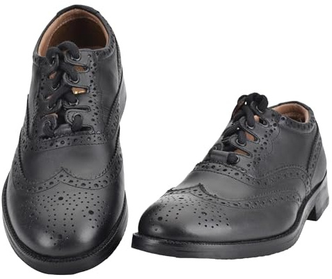 100 % cuir fabriqué en Écosse : brogue Piper Ghillie – Semelle absorbant les chocs, chaussure kilt noir – Tailles 39-42, cadeau du patrimoine écossais, Noir , 44 EU