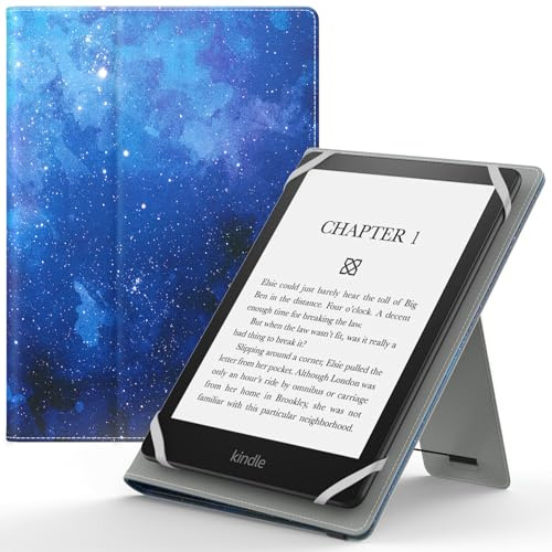 MoKo Étui pour 6-7 Pouces Kindle Liseuses et Tablettes, Étoile Bleue | Accessoires Liseuses pour 6-7 kindle/Kobo/Tolino/Pocketook/Sony E-Books Tablets, Étui Folio Léger, Dragonne, Béquille