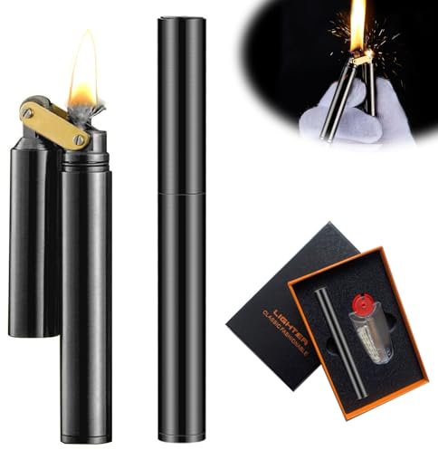 GothicBride Feuerzeug, Vintage, Schwarz, mechanisches Rad-Feuerzeug, nachfüllbar, leichte Geschenke für Männer